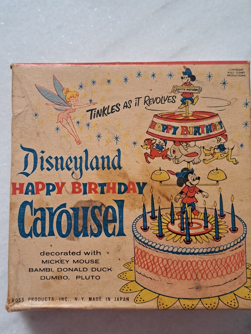 1950's Disneyland Happy Birthday Carousel Cake Topper